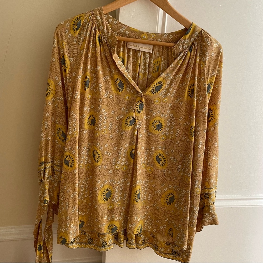 Natalie Martin Renata Blouse in Yellow vintage flowers size S